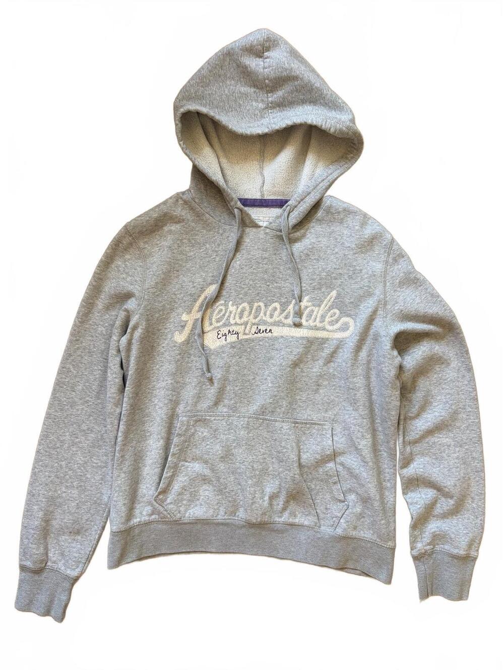 Aeropostale Hoodie Womens 2XL Gray Pullover Embroidered Logo Kangaroo